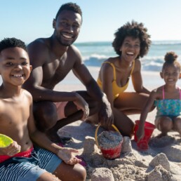 young family at beach