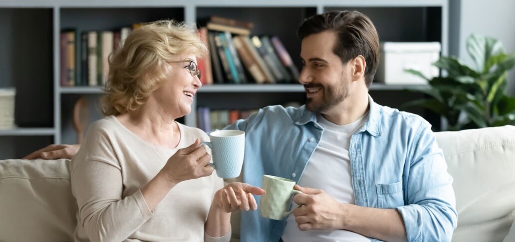 son and mother talking