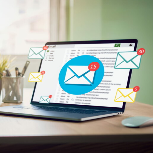 Laptop with number of emails