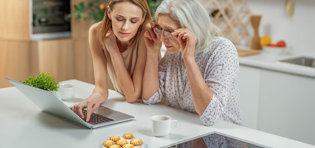 Teaching her mother to book online