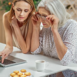 Teaching her mother to book online
