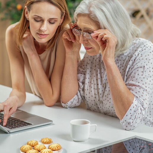 Teaching her mother to book online